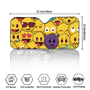 Cute Emoji Pattern Print Car Windshield Sun Shade