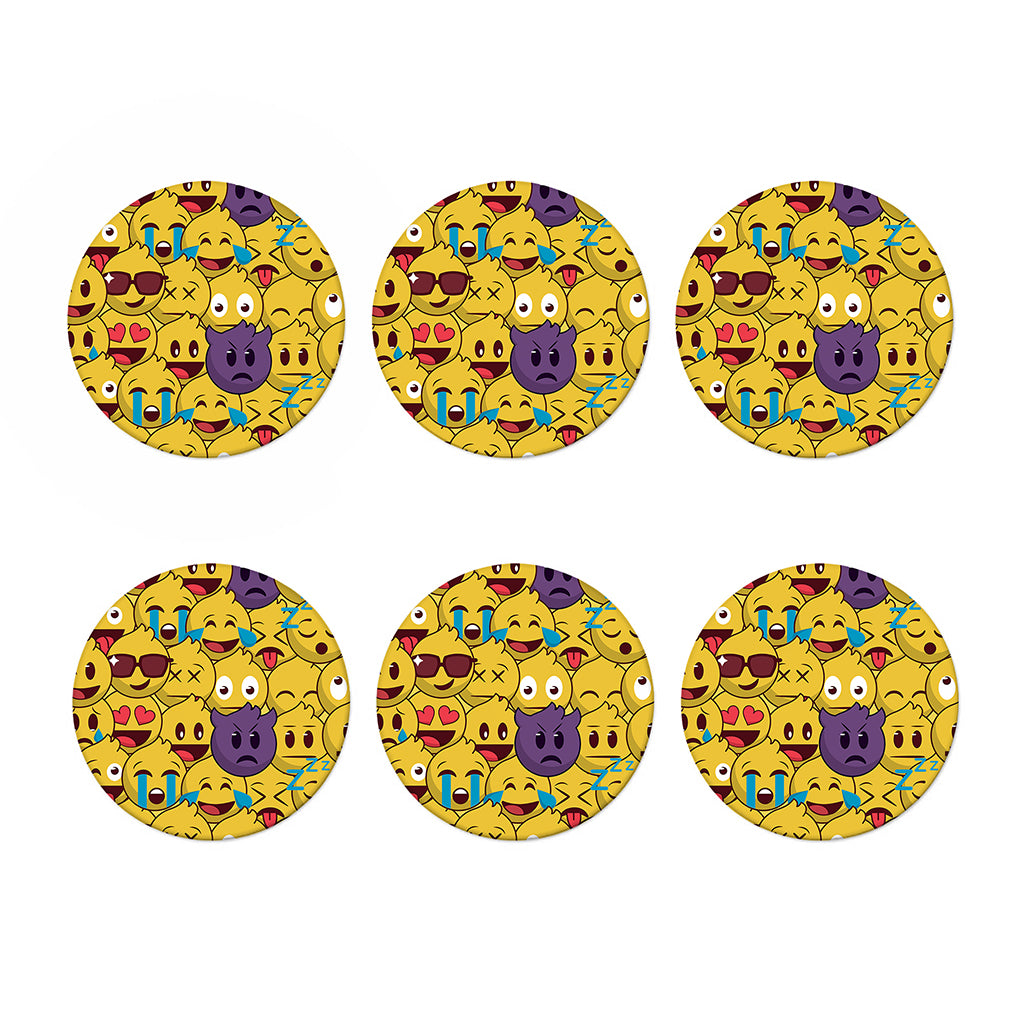 Cute Emoji Pattern Print Coaster Set