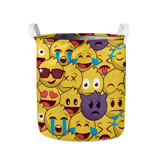 Cute Emoji Pattern Print Collapsible Laundry Basket