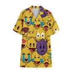 Cute Emoji Pattern Print Cotton Hawaiian Shirt