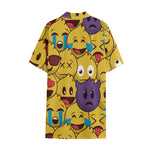 Cute Emoji Pattern Print Cotton Hawaiian Shirt