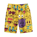 Cute Emoji Pattern Print Cotton Shorts