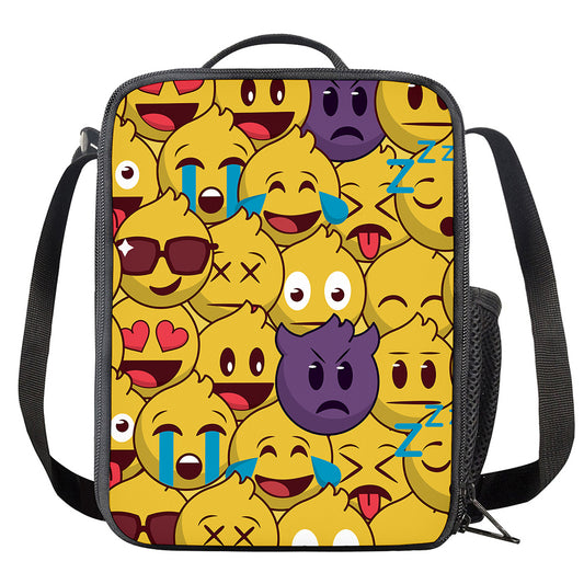 Cute Emoji Pattern Print Crossbody Lunch Bag