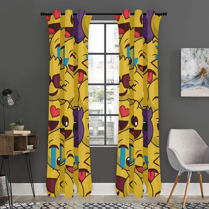 Cute Emoji Pattern Print Curtain
