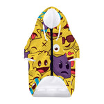 Cute Emoji Pattern Print Dog Zip Up Hoodie