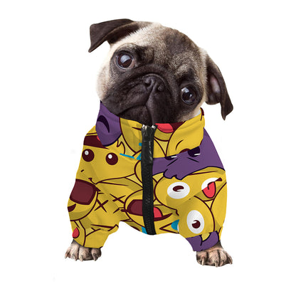 Cute Emoji Pattern Print Dog Zip Up Jacket