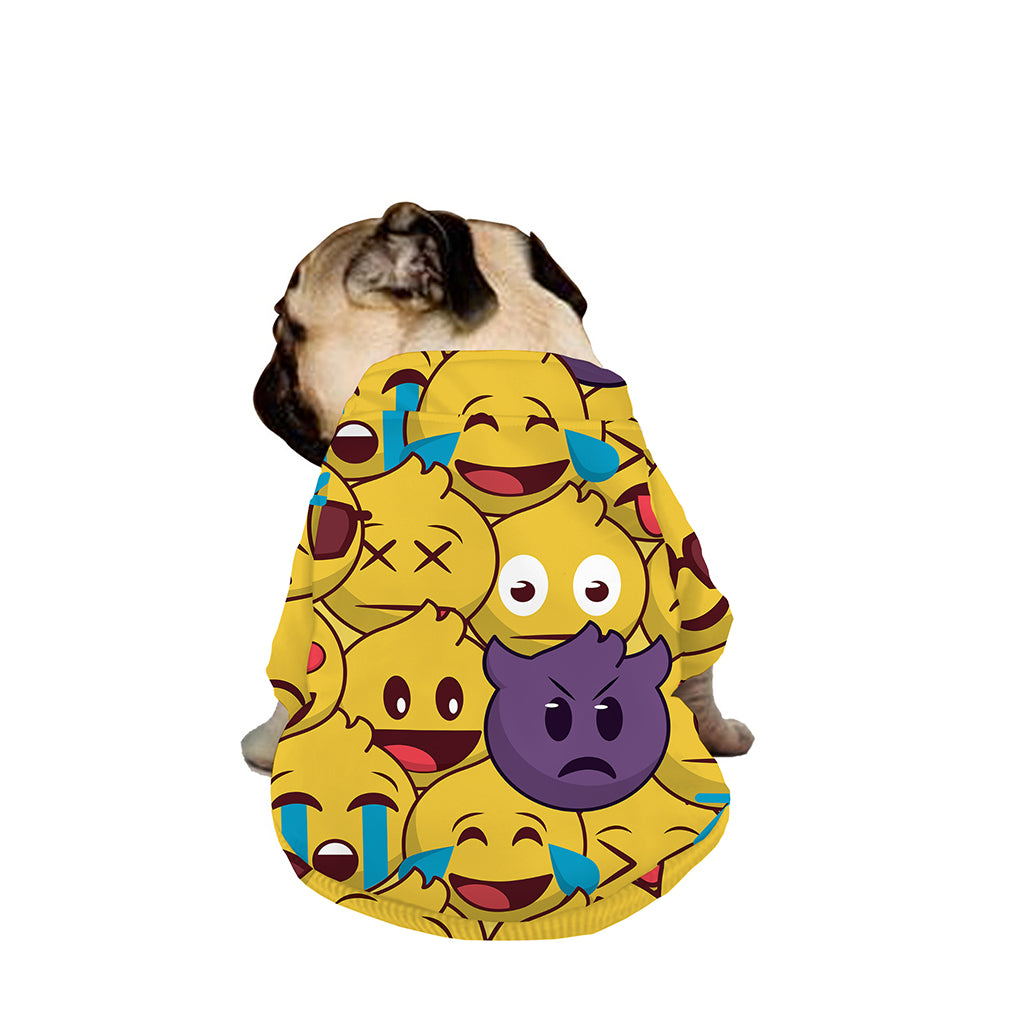 Cute Emoji Pattern Print Dog Zip Up Jacket