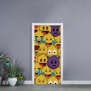 Cute Emoji Pattern Print Door Sticker