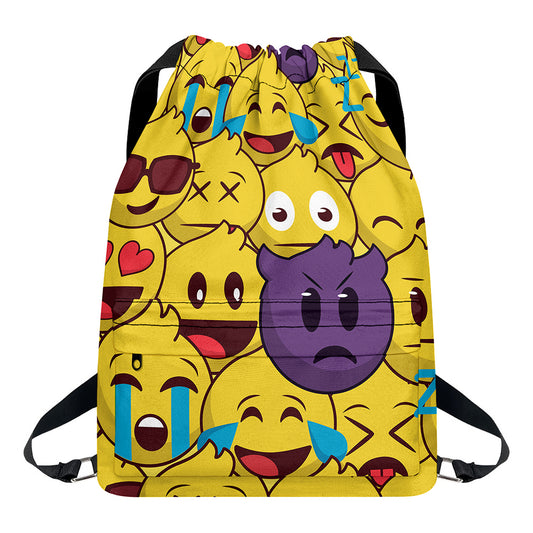 Cute Emoji Pattern Print Drawstring Backpack