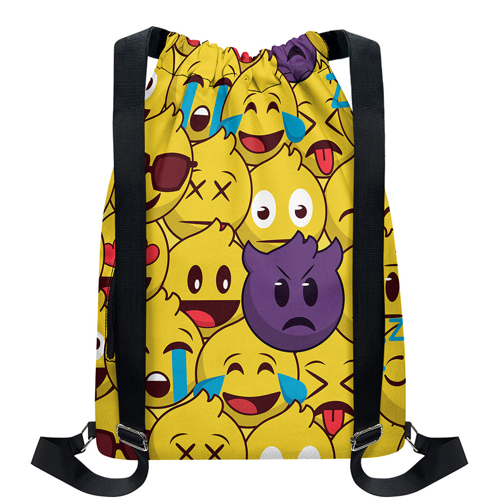 Cute Emoji Pattern Print Drawstring Backpack
