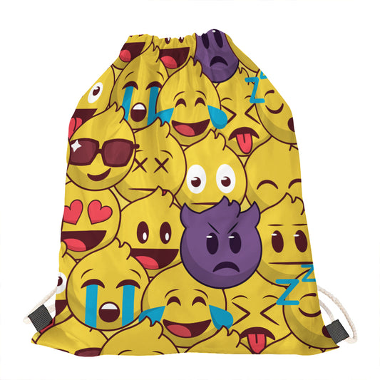 Cute Emoji Pattern Print Drawstring Bag