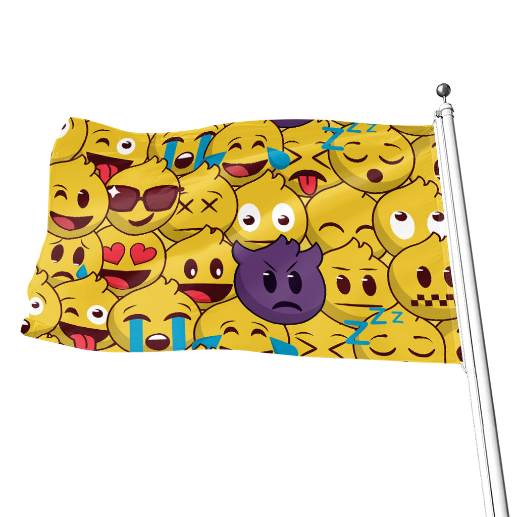 Cute Emoji Pattern Print Flag