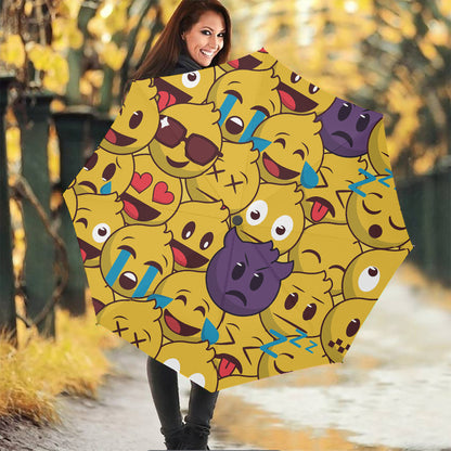 Cute Emoji Pattern Print Foldable Umbrella