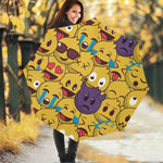 Cute Emoji Pattern Print Foldable Umbrella