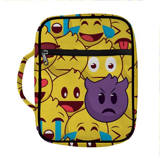 Cute Emoji Pattern Print Front Pocket Bible Bag
