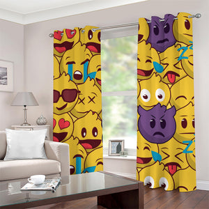 Cute Emoji Pattern Print Grommet Curtains