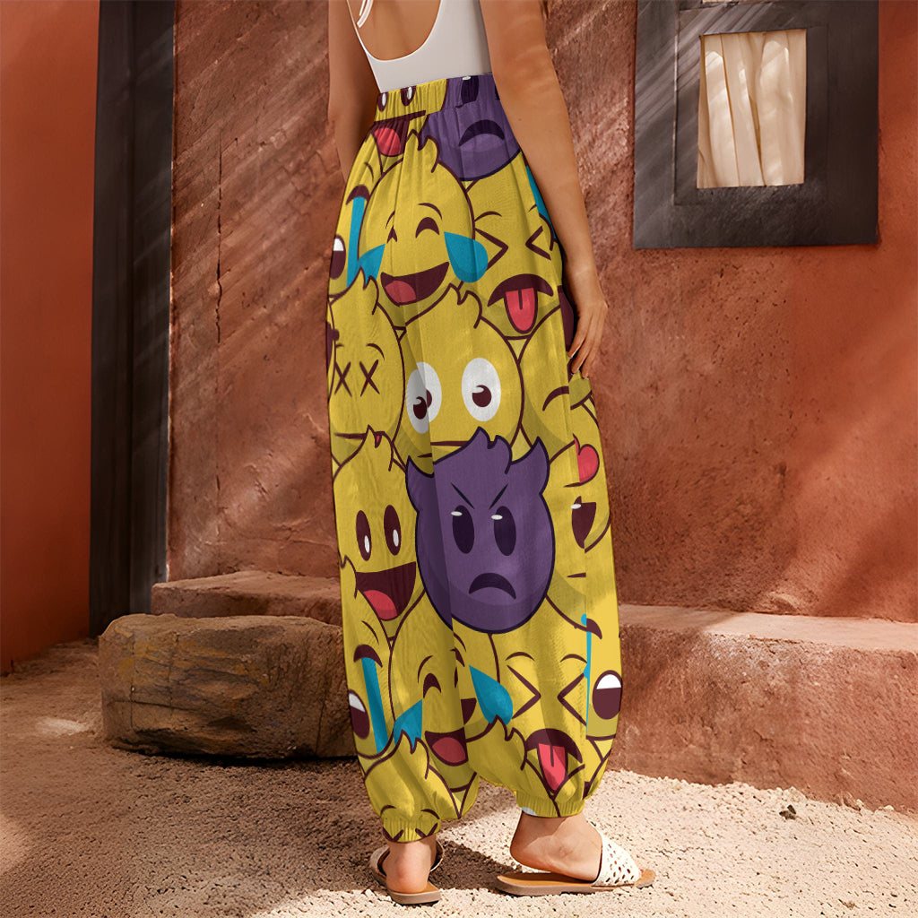 Cute Emoji Pattern Print Harem Pants