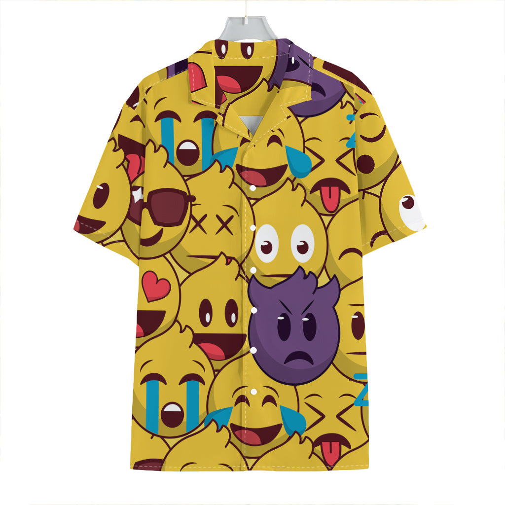 Cute Emoji Pattern Print Hawaiian Shirt