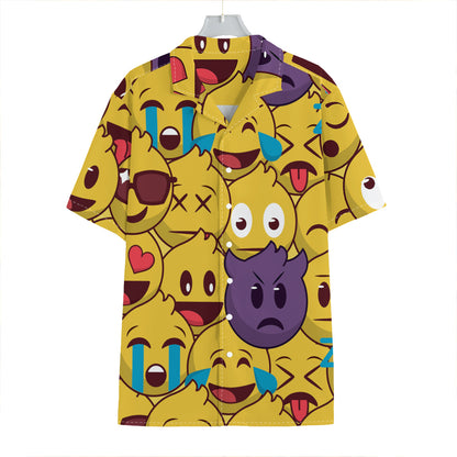 Cute Emoji Pattern Print Hawaiian Shirt