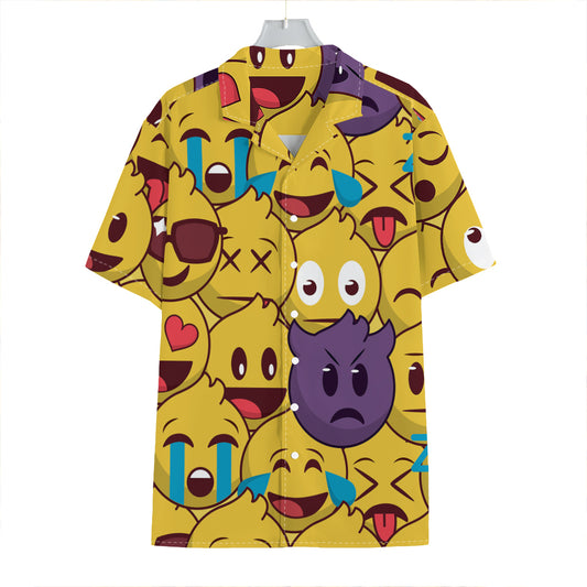 Cute Emoji Pattern Print Hawaiian Shirt