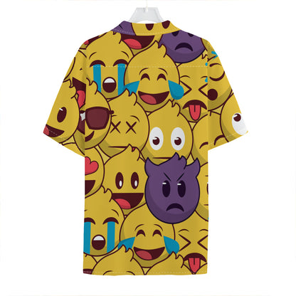 Cute Emoji Pattern Print Hawaiian Shirt