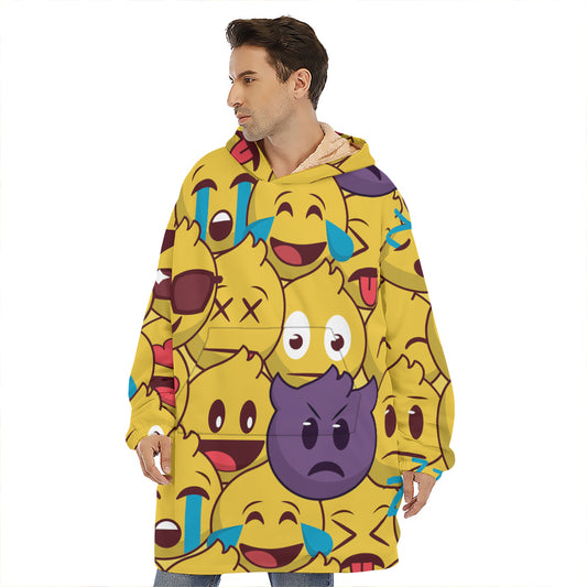 Cute Emoji Pattern Print Hoodie Blanket