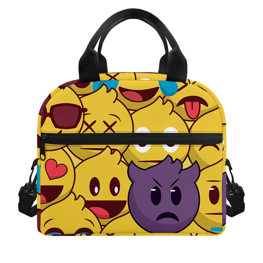 Cute Emoji Pattern Print Insulated Lunch Bag