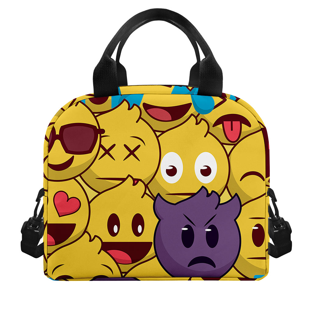 Cute Emoji Pattern Print Insulated Lunch Bag