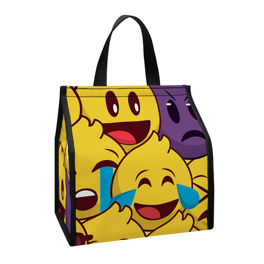 Cute Emoji Pattern Print Insulated Lunch Tote