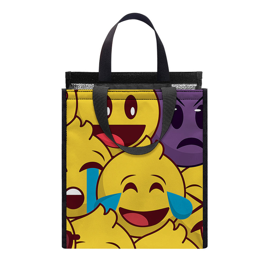 Cute Emoji Pattern Print Insulated Lunch Tote