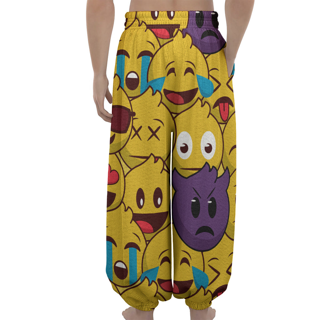 Cute Emoji Pattern Print Lantern Pants