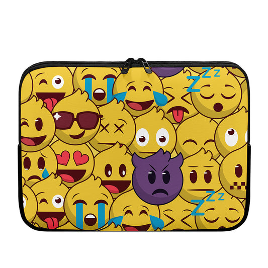 Cute Emoji Pattern Print Laptop Sleeve