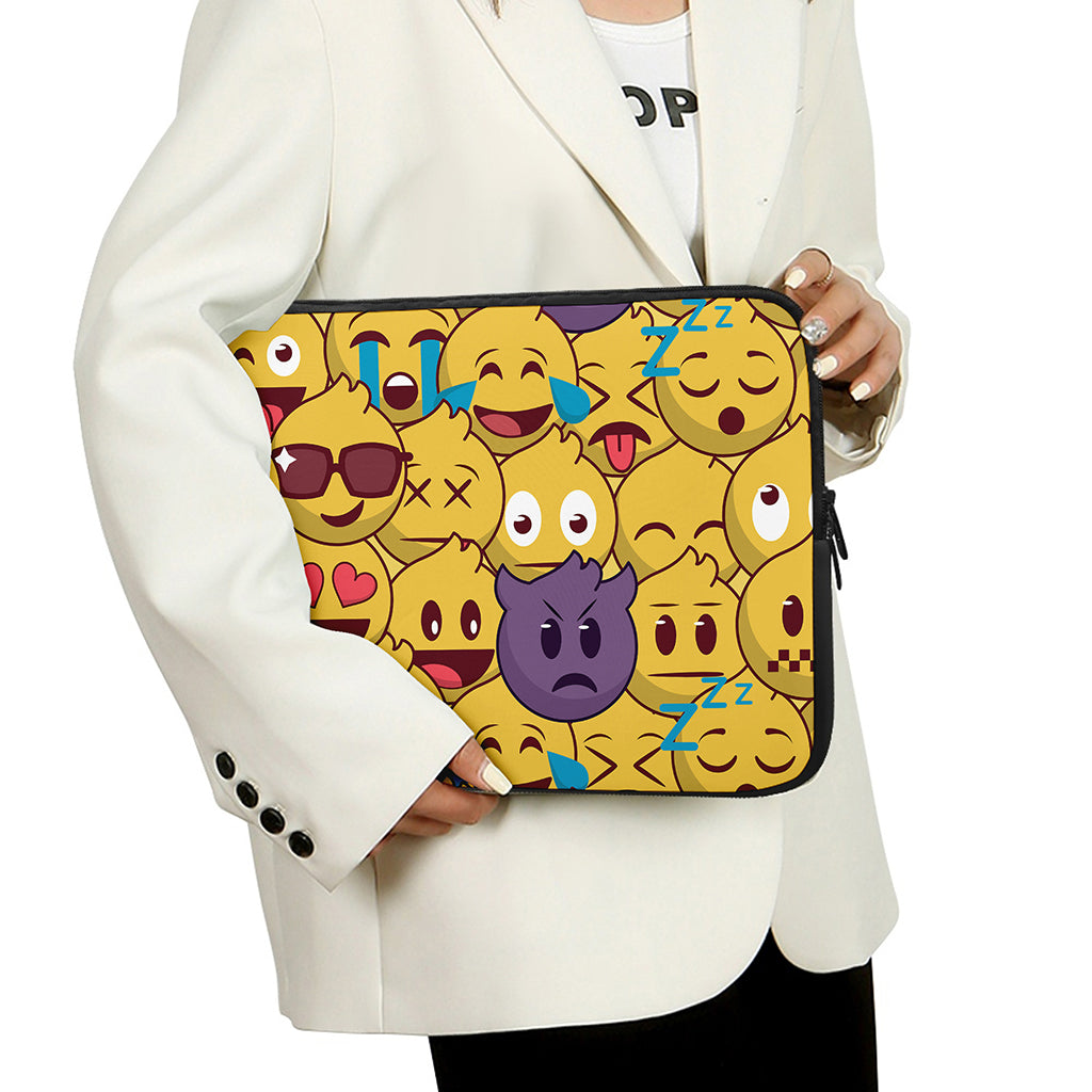 Cute Emoji Pattern Print Laptop Sleeve
