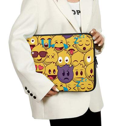 Cute Emoji Pattern Print Laptop Sleeve