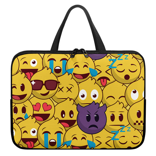 Cute Emoji Pattern Print Laptop Sleeve With Handle