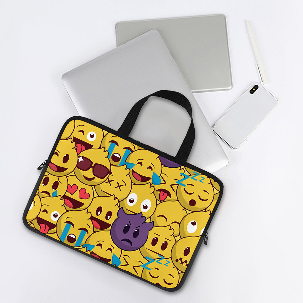 Cute Emoji Pattern Print Laptop Sleeve With Handle