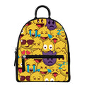 Cute Emoji Pattern Print Leather Backpack