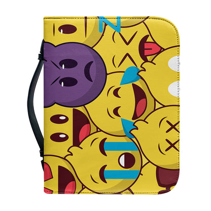 Cute Emoji Pattern Print Leather Bible Cover