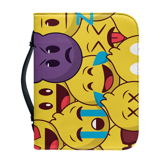Cute Emoji Pattern Print Leather Bible Cover