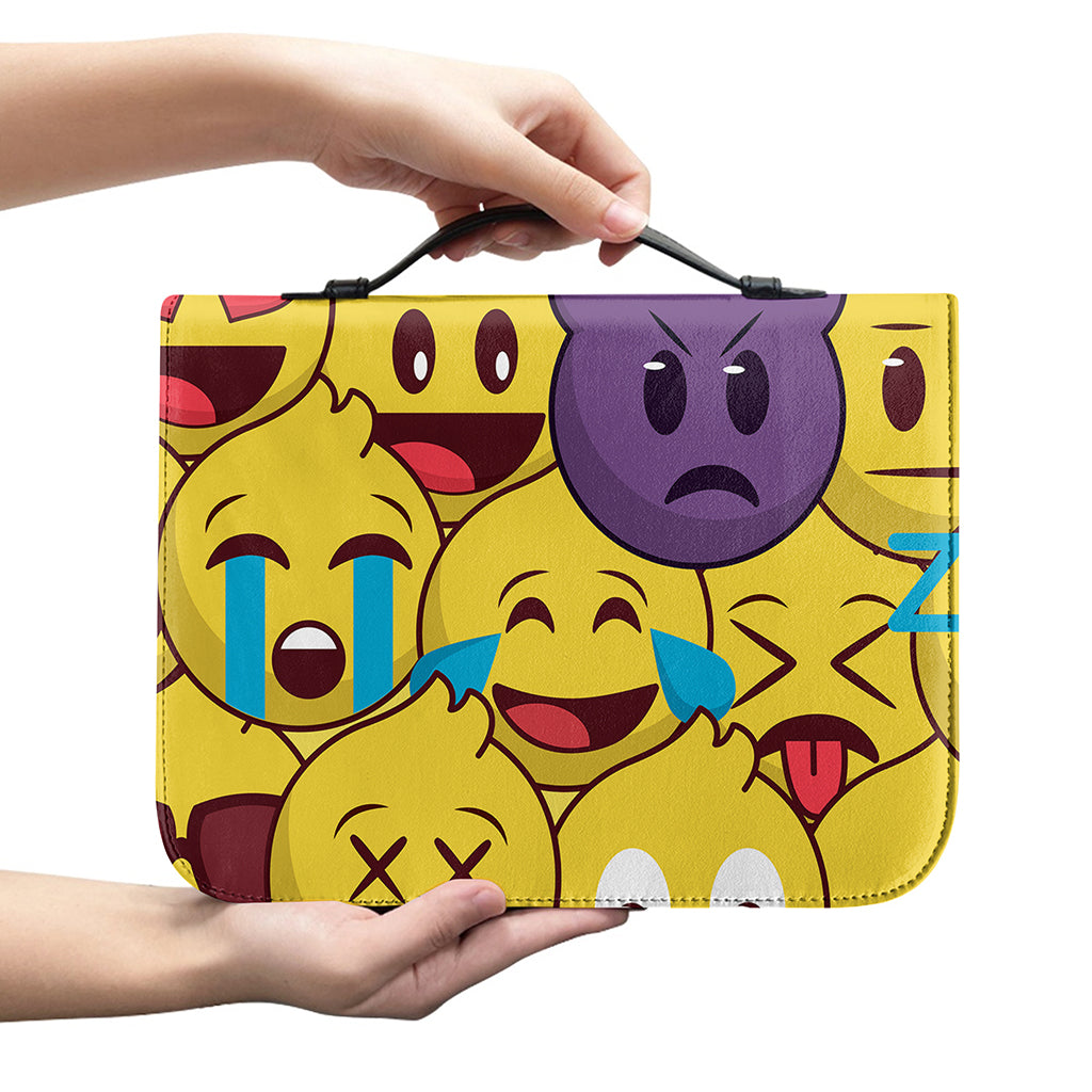 Cute Emoji Pattern Print Leather Bible Cover