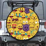 Cute Emoji Pattern Print Leather Spare Tire Cover