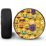 Cute Emoji Pattern Print Leather Spare Tire Cover