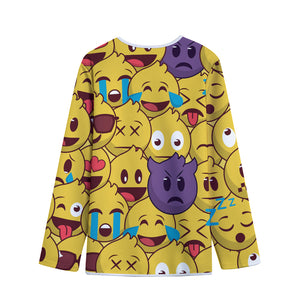 Cute Emoji Pattern Print Long Sleeve Short Coat