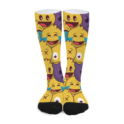 Cute Emoji Pattern Print Long Socks