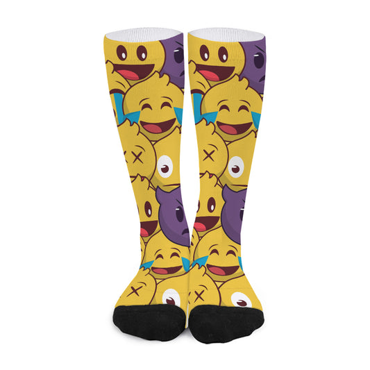 Cute Emoji Pattern Print Long Socks