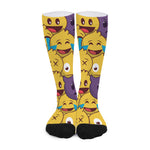 Cute Emoji Pattern Print Long Socks