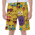 Cute Emoji Pattern Print Men's Beach Shorts
