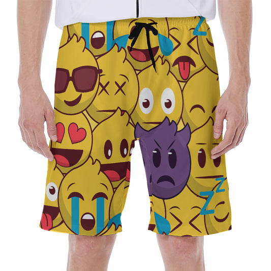 Cute Emoji Pattern Print Men's Beach Shorts