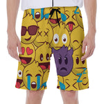 Cute Emoji Pattern Print Men's Beach Shorts