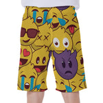 Cute Emoji Pattern Print Men's Beach Shorts